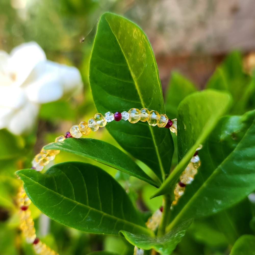 Elegant Ruby Herkirmer Diamond Citrine Gemstone Bracelet - Picture 5 of 5